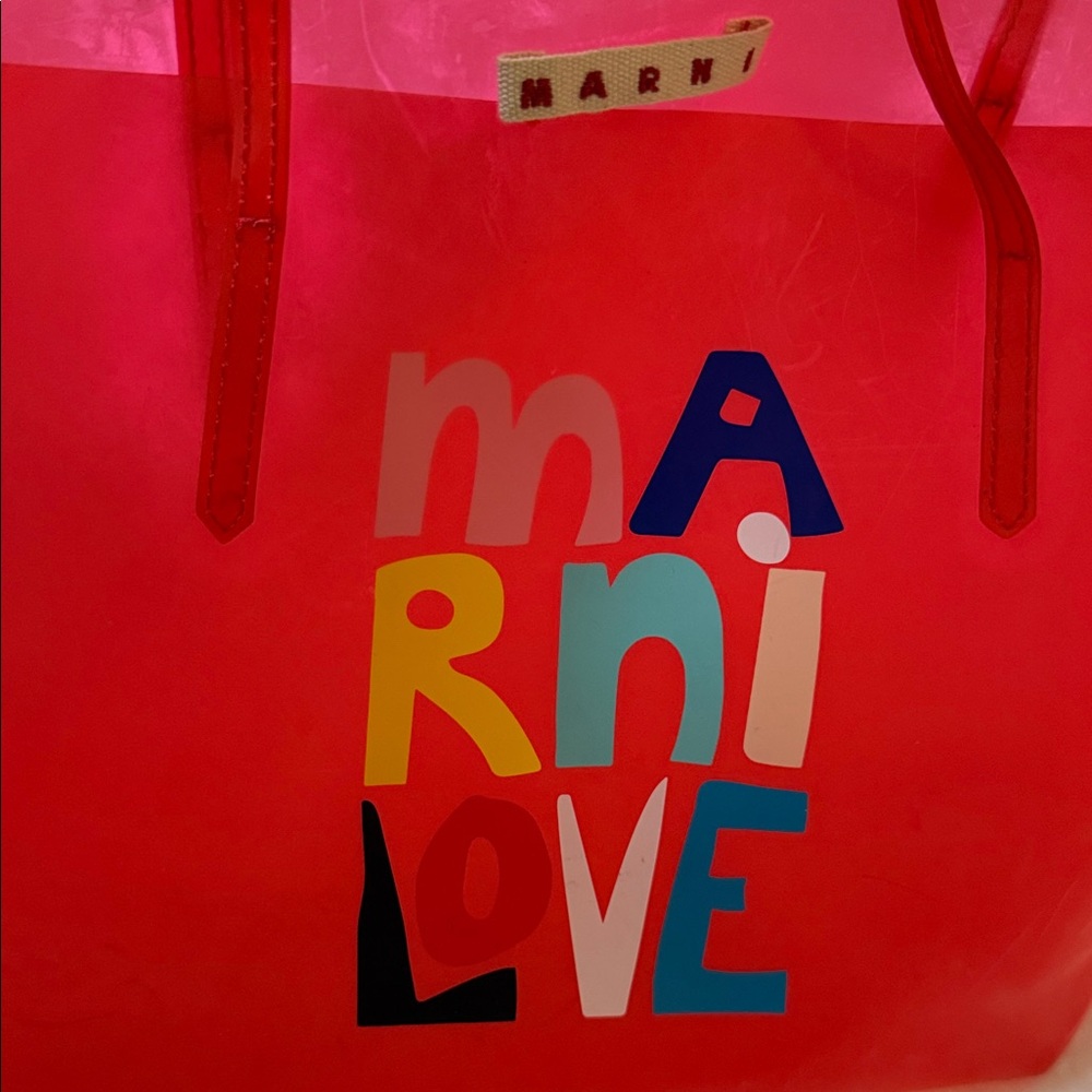 Marni Red Multicolor Lettering Tote - Picture 2 of 4